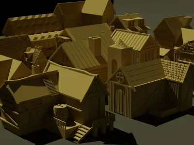3D Medieval building Pack 3D model