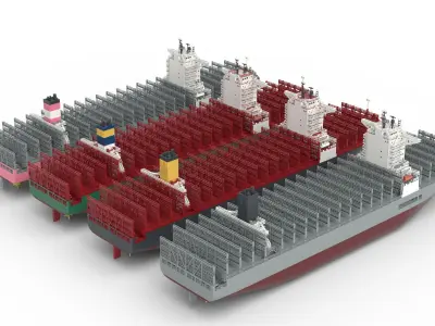 CONTAINER SHIP lowpoly Low-poly 3D model