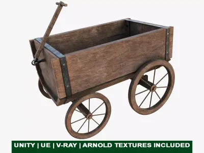 Wooden Cart02 All PBR Unity UE Textures Included Low-poly 3D model