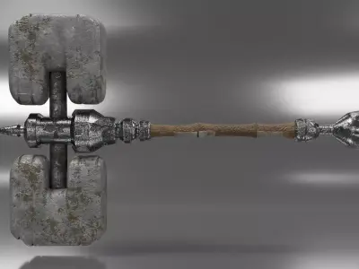 Stone medieval hammer covered with metal and patterns Free 3D model
