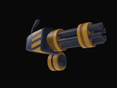 Stylized Sci-Fi Battle Minigun Gameready asset Low-poly 3D model