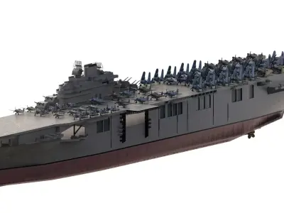 ww2 us navy aircraft carrier inspired by USS lexington cv-2 3D model