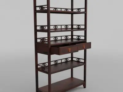 Chinese Book Shelf with PBR textures - reconstrutable 3D model