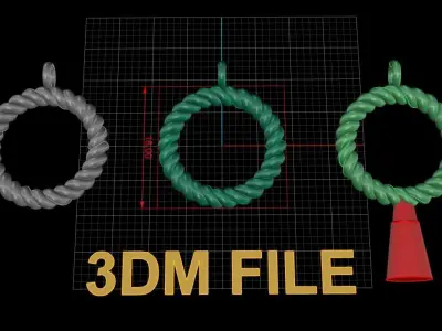 Thin Narrow Rope Twist Pendant Mid Size 18mm Length 3D print model