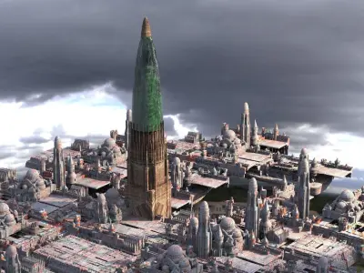 Naboo Inspired Dome 5 with city 3D model