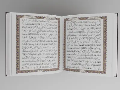 holly quran kareem on wooden stand holder 3D model