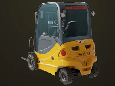 Forklift Truck 01 Yellow All PBR Unity UE Textures Low-poly 3D model