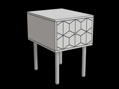 Bedside Table Mango Wood Brass Low-poly 3D model
