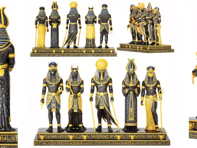 Figurine Egyptian gods ceramic porcelain decor new 3D model
