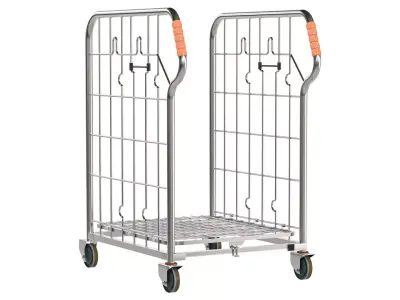 Compact Foldable Stock Cage Trolley 3D model