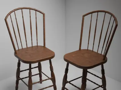 OLD WESTERN STYLE CHAIR 3D MODEL 3D model