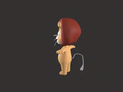 Cartoon 007 Character Lion Cute Low-poly 3D model