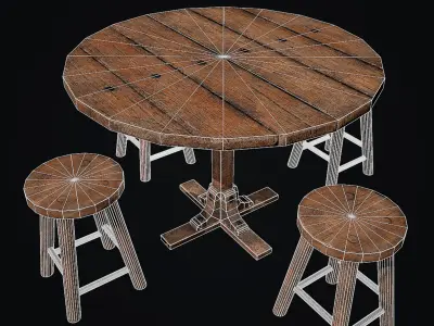 Medieval Round Table Low-poly 3D model