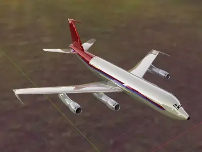 Fictional Quad Engine 1950s Jetliner 707-020B Inspired Low-poly 3D model