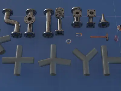 pipes and some tools 3D model