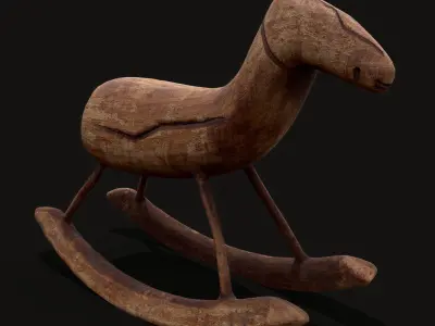 Rustic Medieval Rocking Horse Low-poly 3D model