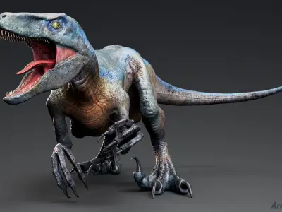 Dinosaur Raptor - Hybrid Velociraptor - Unreal Engine Project Low-poly 3D model