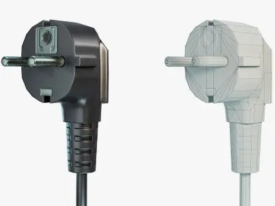 European Type E Electrical Plug Low-poly 3D model