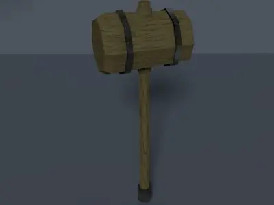 Fantasy Melee Wood  Hammer Weapon  Low-poly 3D model
