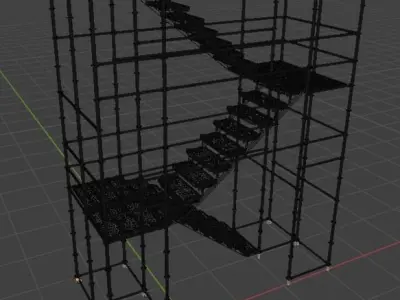 Staircase for construction and industry Scaffolding 3D model