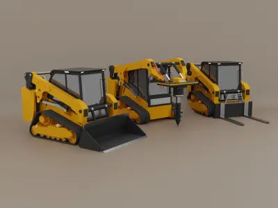 Compact Track Loader Heavy Vehicle Low-poly 3D model