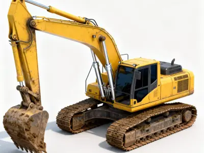 Heavy-Duty Yellow Crawler Excavator 3D Model Low-poly 3D model