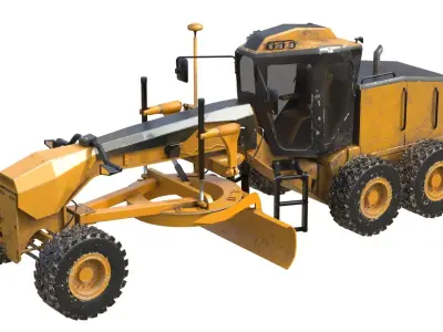 140M motor grader Low-poly 3D model