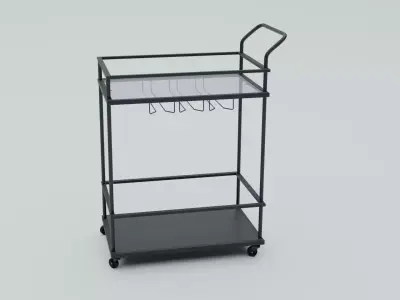Hospital Bedside Stainless Table Low-poly 3D model