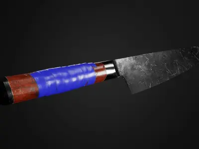 Game-ready Knife with Stickers and Tape Low-poly 3D model