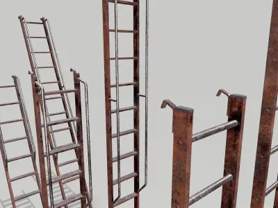 Metal Rusted Modular Ladder System Low-poly 3D model
