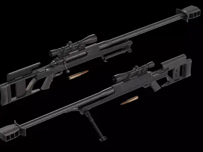 ArmaLite AR50 bolt action rifle Low-poly 3D model