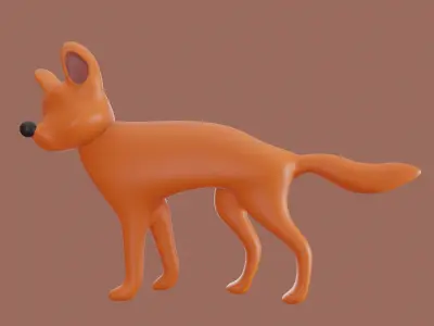 fox-Lowpoly orange toy dog Low-poly 3D model