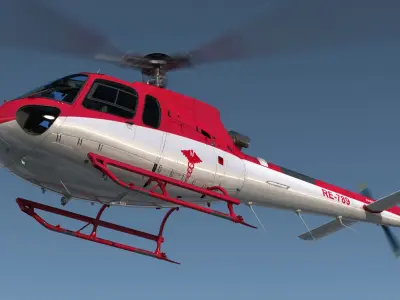Medical Transport Helicopter Eurocopter AS-350 3D model