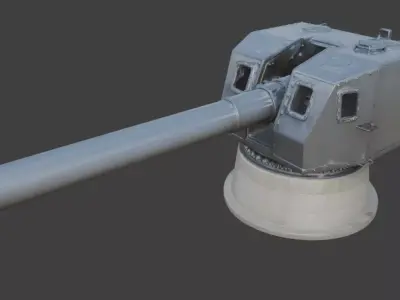 WWII Coastal Defense Battery 3D  Low-poly 3D model