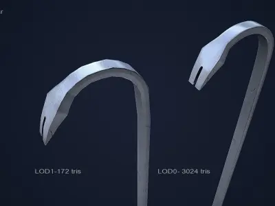 Crowbar and Halligan Bar Game Ready Low-poly 3D model