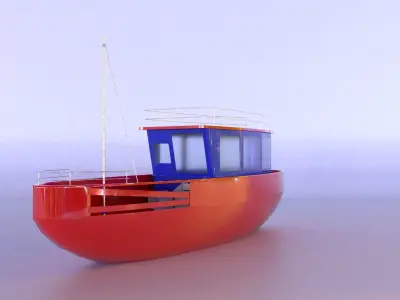 Low Poly Game Ready optimized fishing boat 3d model Low-poly 3D model