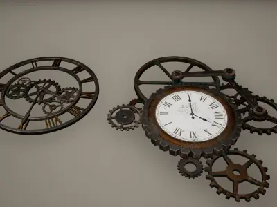 Gear Clock Low poly Game Ready Low-poly 3D model
