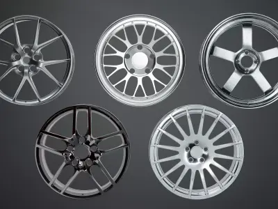 5 Sport Car Wheel 3D Model Bundle - High poly   3D model