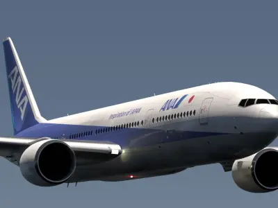 ANIMATED Boeing 777-200ER - ANA Livery 3D model