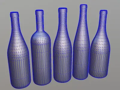 Wine Bottles Low-poly 3D model