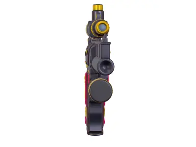 High Poly Pistol Revolver Telescopic Sight Low-poly 3D model