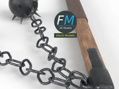 Twin ball flail medieval weapon 3D model