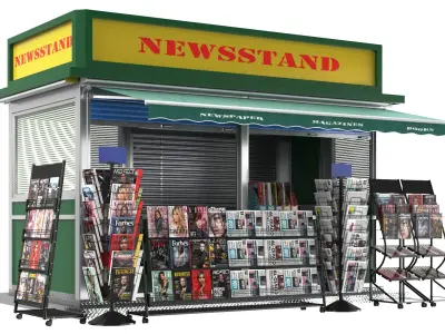  Detailed Newspapers Stand Kiosk 