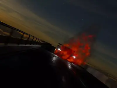 Cinematic High-Speed Bridge Explosion Scene 3D model