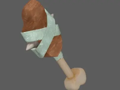 weapon wooden stick with ribbon Low-poly 3D model