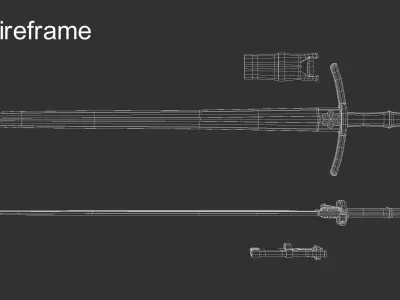 Long Sword Low poly game ready Low-poly 3D model