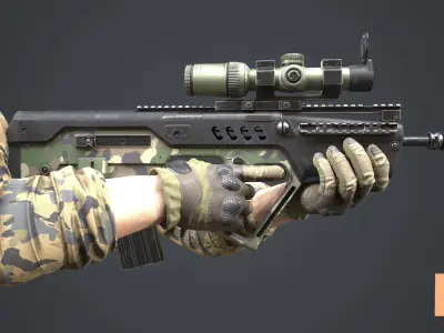 FPS Automatic Rifle 02 Low-poly 3D model