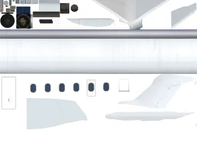 Bombardier Challenger 350 Business Jet in white Low-poly 3D model