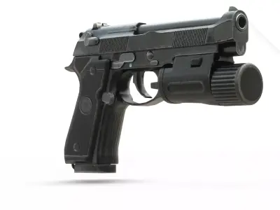 Realistic 9mm Baretta 3D Model with Rigging Magazine and Bullets Low-poly 3D model