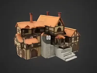 Modular Medieval House 3D Model  Textured FBX for Games  VR 3D model